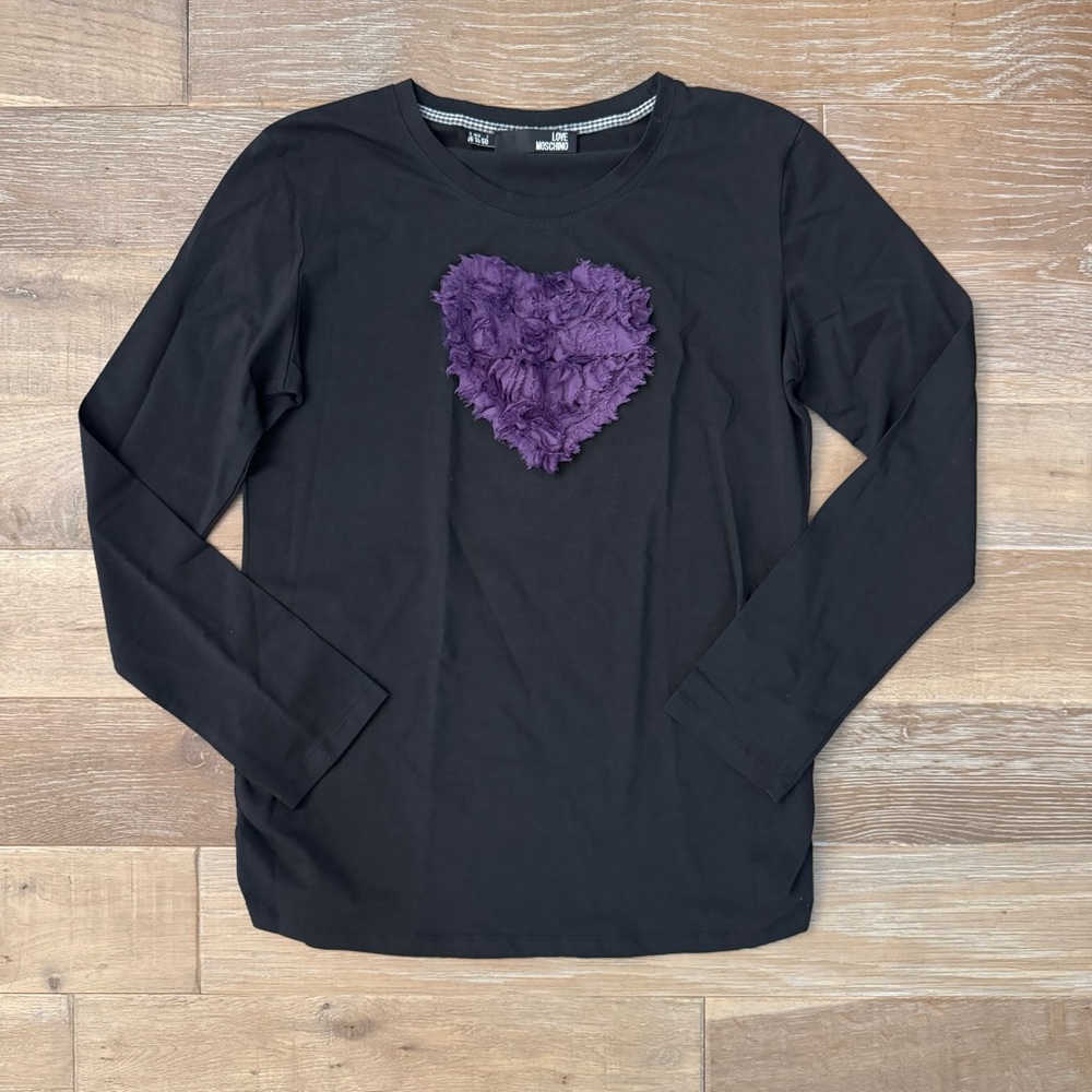 Love Moschino Heart Black Long Sleeve Top